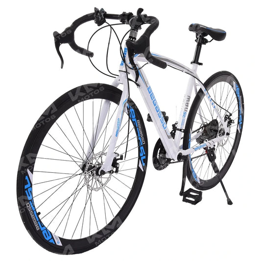 Bicicleta Begasso Acero/carbon (DE Carrerasa) Blanco/azul