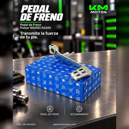Pedal de freno Hanzo para Pulsar NS200 y AS200, pedal de freno de alta calidad, en color negro con detalles metálicos.
