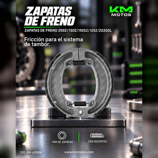 ZAPATAS DE FRENO 250Z/150Z/150SZ/125Z/ZX200L — KM-AZ0006 | KM Motos