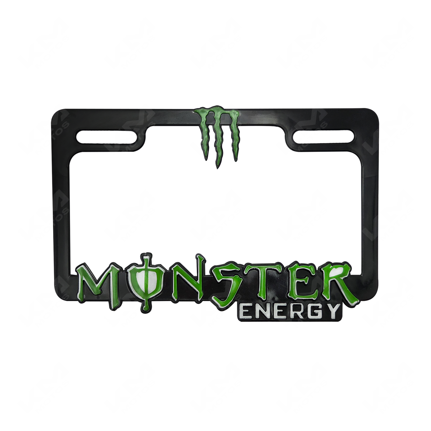 PORTA PLACA P/MOTO + LOGO 3D MONSTER NEGRO