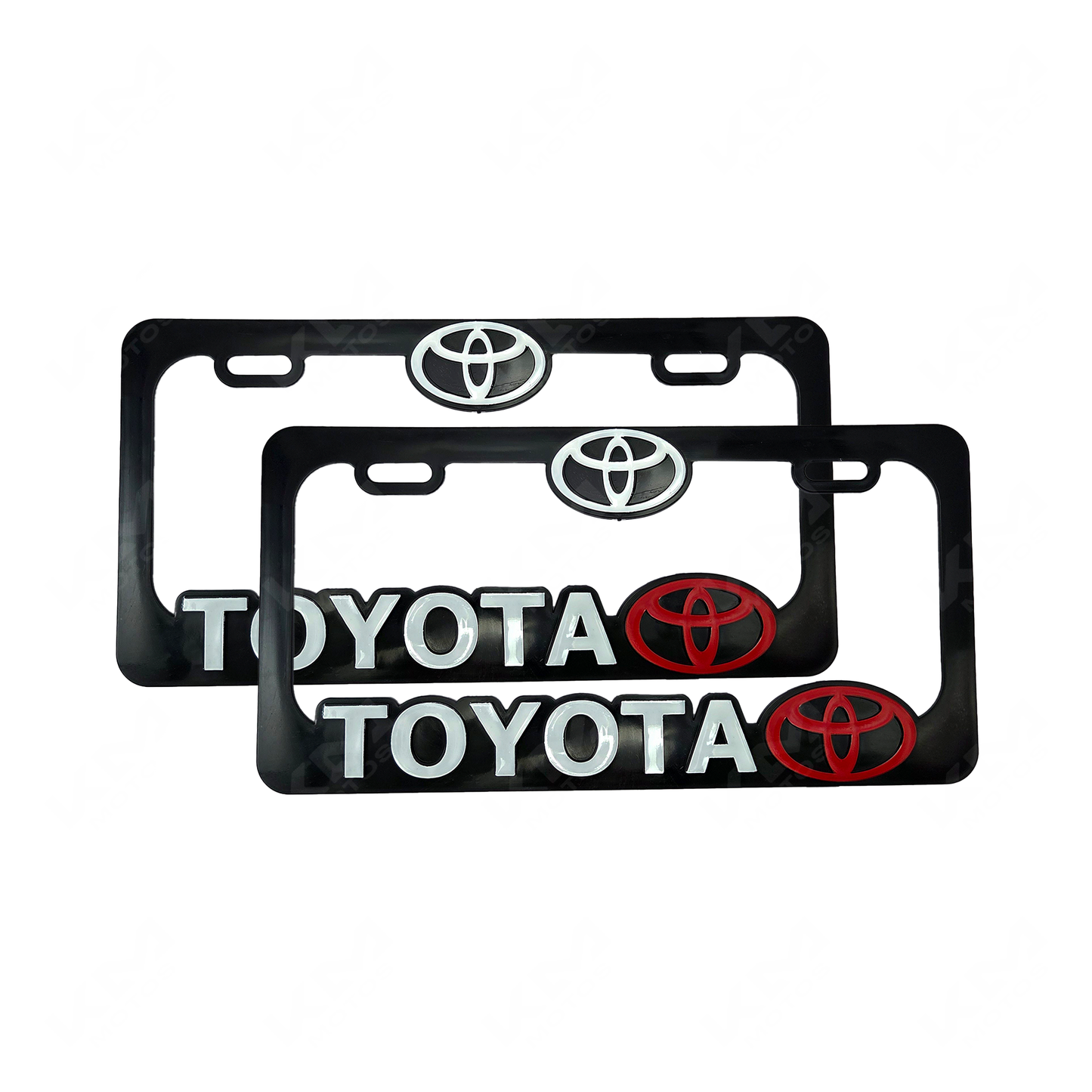 PORTA PLACA P/CARRO + LOGO 3D TOYOTA (SET PAR)