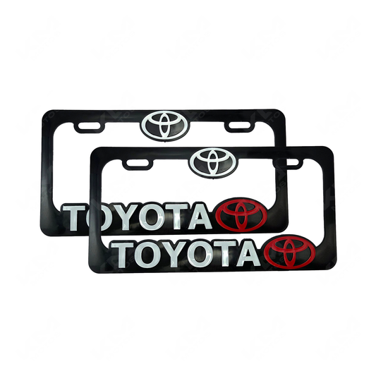 PORTA PLACA P/CARRO + LOGO 3D TOYOTA (SET PAR)