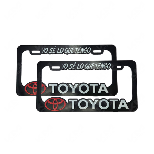 PORTA PLACA P/CARRO + LOGO 3D TOYOTA YO SE (SET PAR)