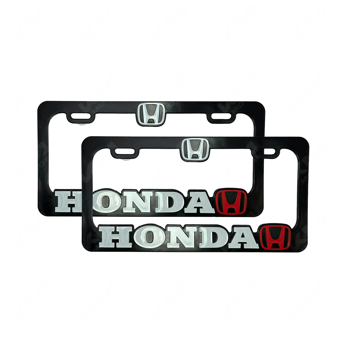 Porta placa para carro con logo 3D de Honda de KM Motos, conjunto de dos piezas, resistente y de fácil montaje.