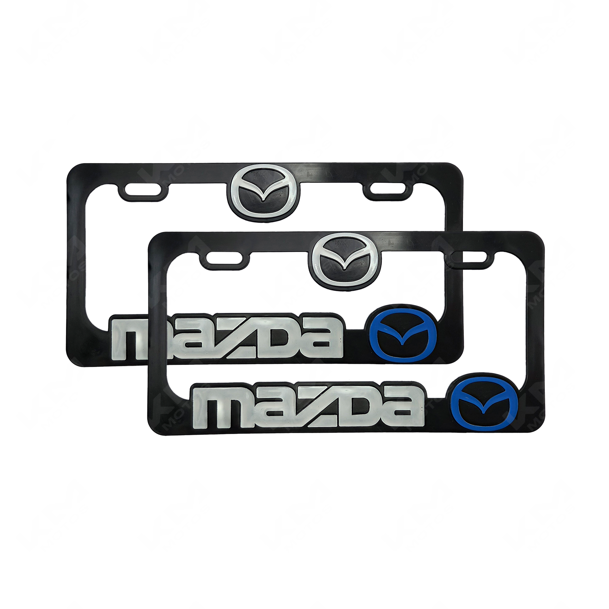 PORTA PLACA P/CARRO + LOGO 3D MAZDA (SET PAR)