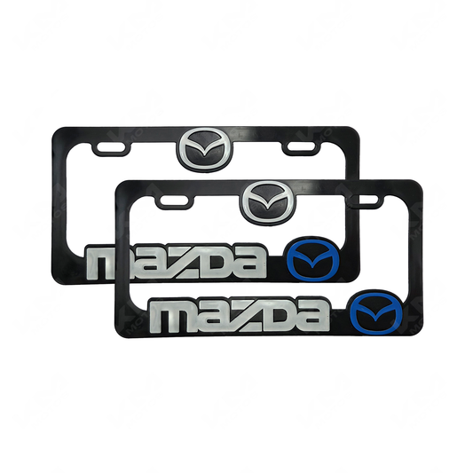 PORTA PLACA P/CARRO + LOGO 3D MAZDA (SET PAR)