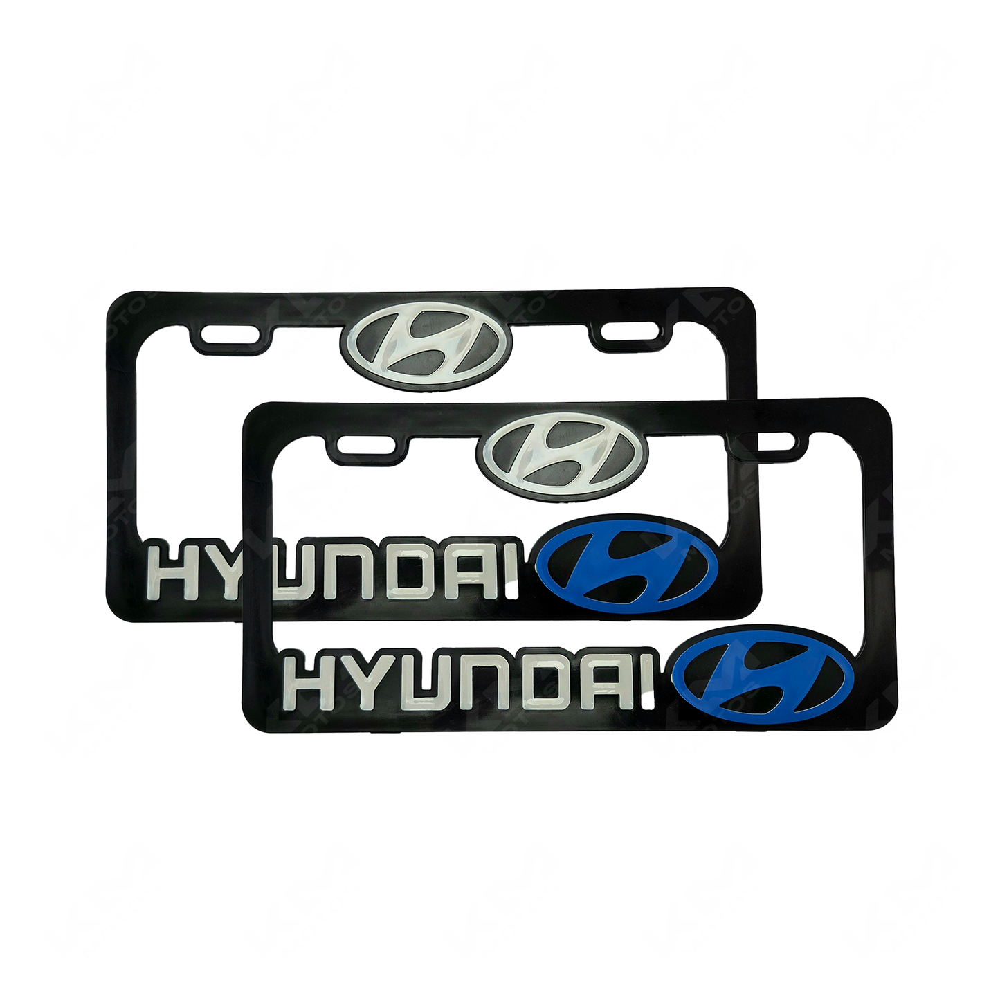 PORTA PLACA P/CARRO + LOGO 3D HYUNDAI (SET PAR)