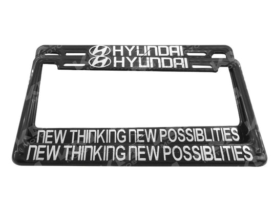 Porta placa para carro Hyundai New con logo 3D, set par de KM Motos, resistente y fácil de instalar, diseño moderno y duradero.