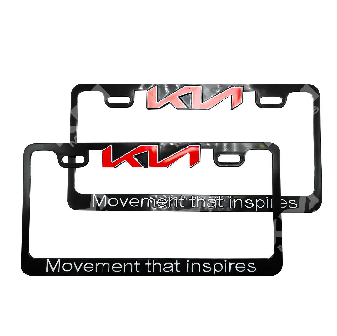 Porta placa para carro con logo 3D de Kia, set par, en acabado resistente, compatible con vehículos Kia nuevos, de KM Motos.