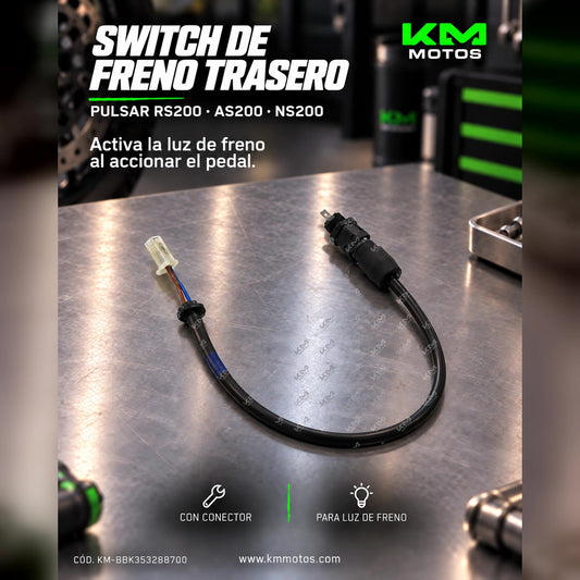 Switch (BULBO) de Freno Trasero Pulsar RS200 AS200 NS200 — KM-BBK353288700 | KM Motos