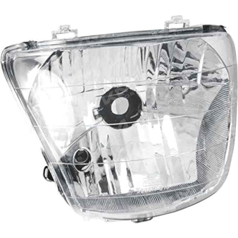 Foco delantero para motocicleta Platina 125 Hanzo con luz de parking, en color plateado y diseño compacto.