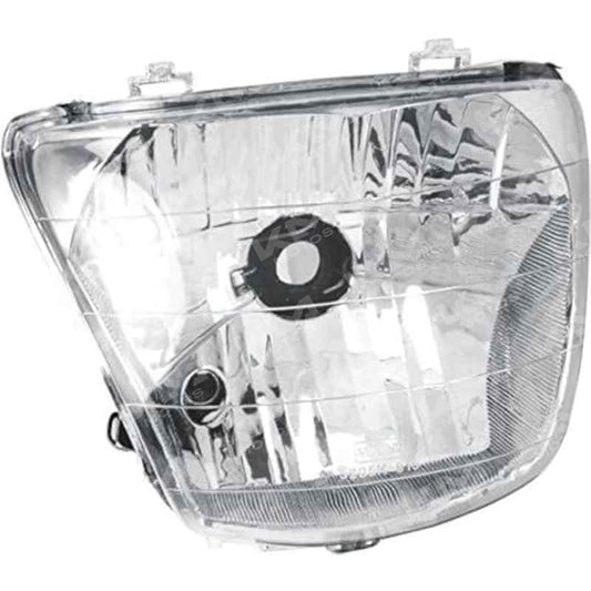 Foco delantero para motocicleta Platina 125 Hanzo con luz de parking, en color plateado y diseño compacto.