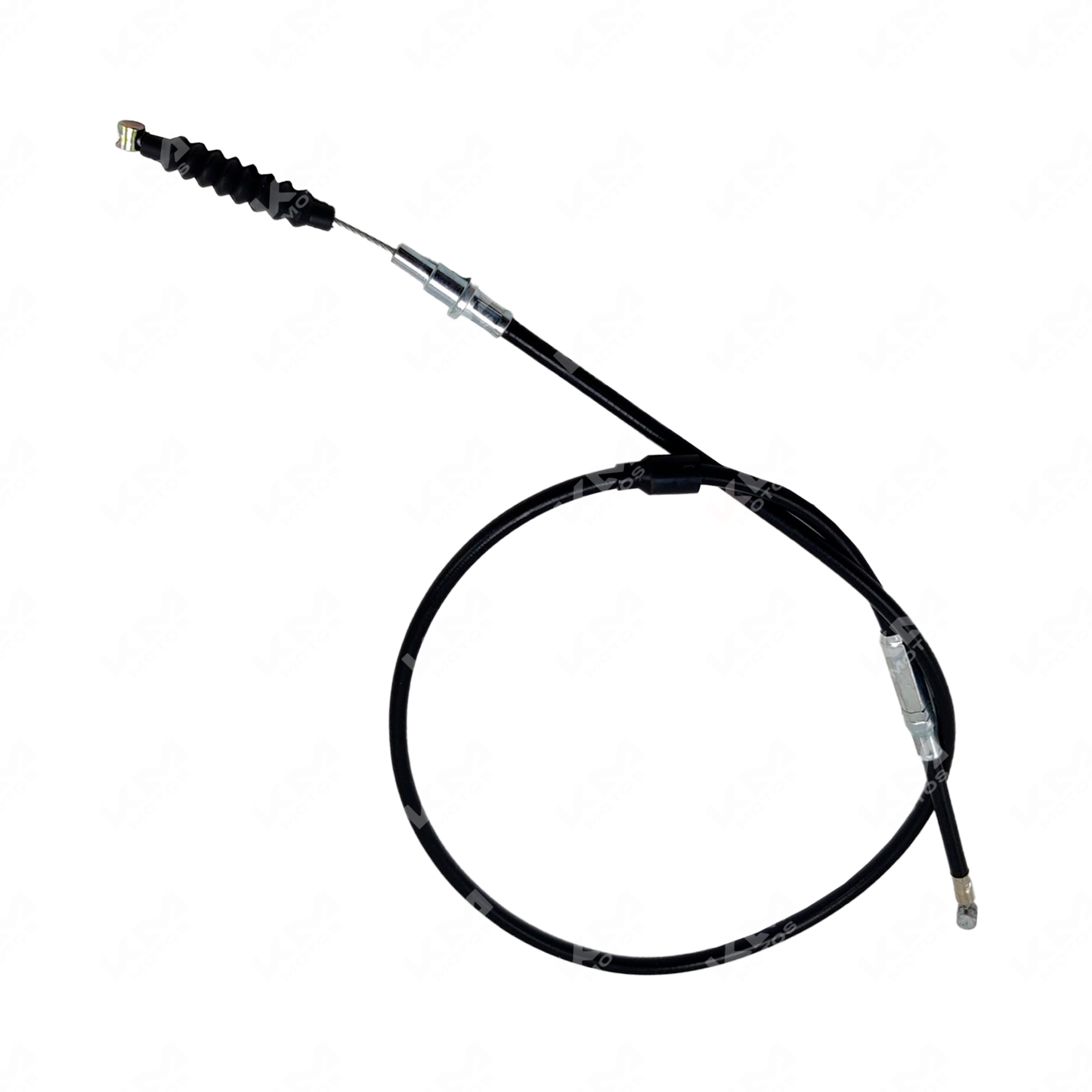 Cable de embrague KM Motos para DT175 y Benelli 135, muestra el cable de clutch con conexión y manguito resistente