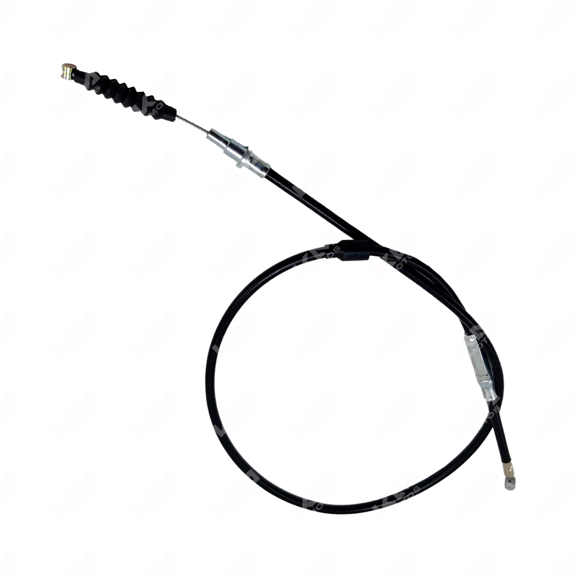 Cable de embrague KM Motos para DT175 y Benelli 135, muestra el cable de clutch con conexión y manguito resistente