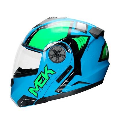 CASCO MODULAR MK759 DOBLE/VISOR PLEGO AZUL/VERDE BRILLANTE TALLA L