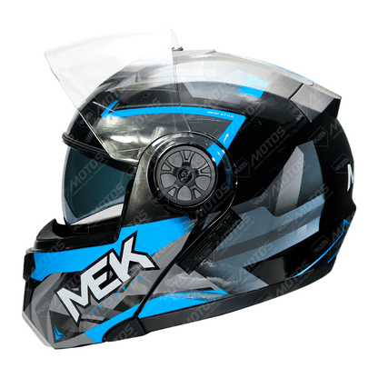 CASCO MODULAR MK759 DOBLE/VISOR AQUA AZUL/GRIS BRILLANTE TALLA L