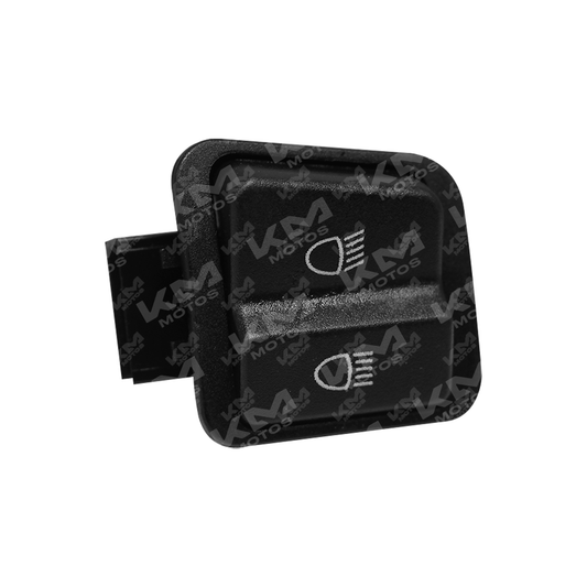 Interruptor GY6-150 universal para alta y baja, accesorios eléctricos, muestra el componente en color negro con conexiones.