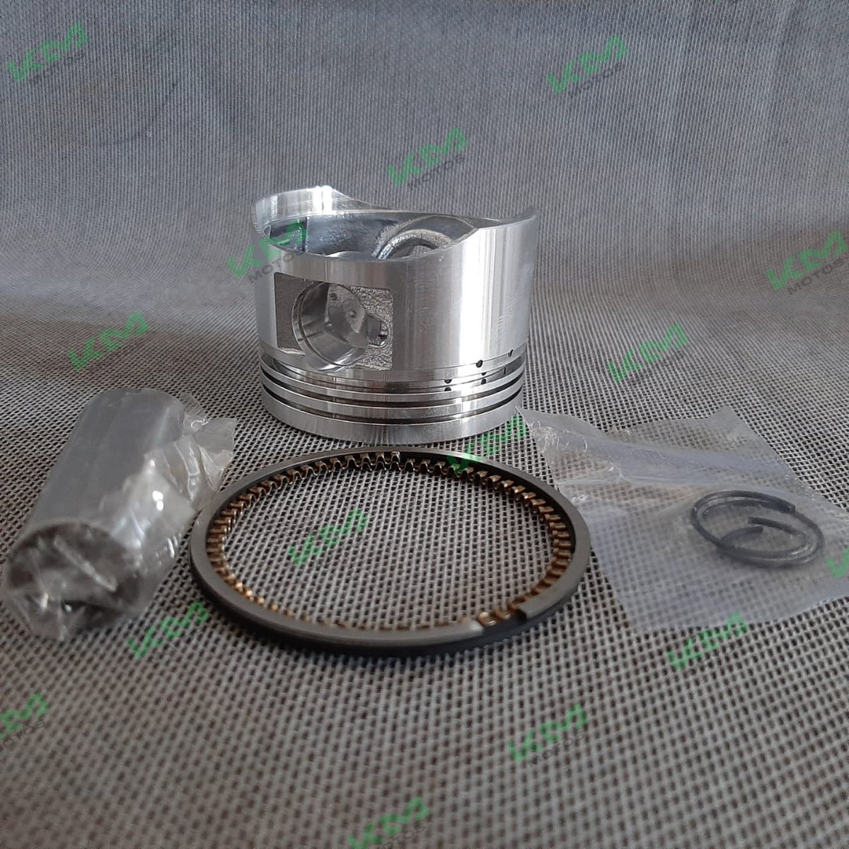 Kit de pistón Meek para motor GY6-125, CS125 y XS125, mostrando componentes del kit en la imagen.