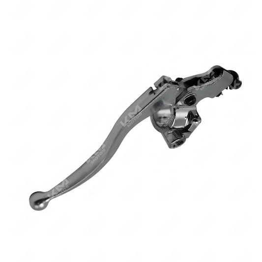 Manecilla de clutch KM Motos DM150, parte delantera de la palanca de embrague para motocicleta, en color negro y con detalles metálicos.