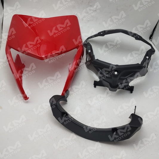 Carena Meek XM200Z/XY200 en rojo con base, carena sola para motocicleta, imagen que muestra el diseño y color del producto.