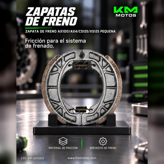 ZAPATA DE FRENO AX100/AX4/CS125/XS125 PEQUENA — KM-BZ0003 | KM Motos
