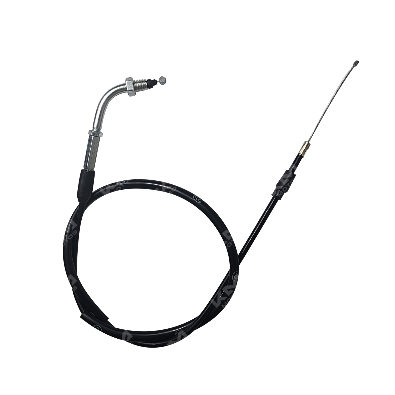 Cable de acelerador KM Motos para ZX200L, ZX150L, SX1, RYDER TZE y CG125, en color negro con conectores.