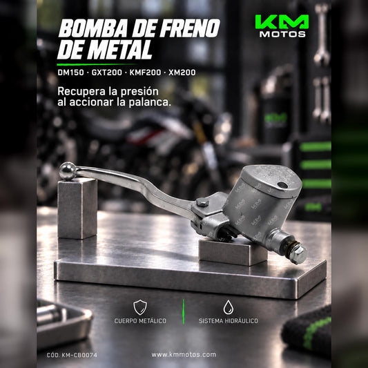 BOMBA DE FRENO DE METAL DM150/ GXT-200 / KMF-200 / XM-200 / GYA-200 / UM-200 (UNIVERSAL) — KM-CB0074 | KM Motos