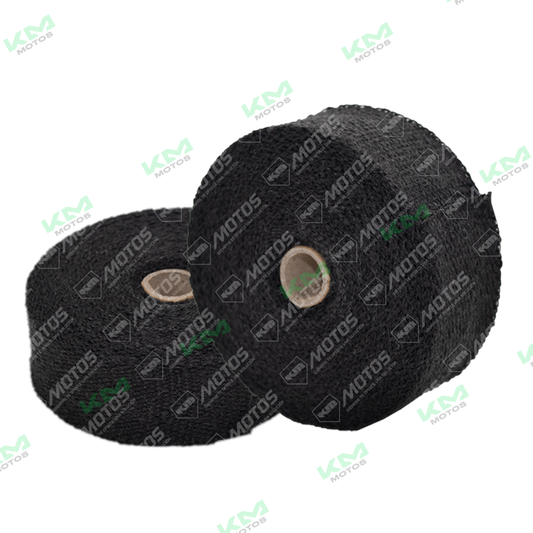 Cinta térmica negra para escape de accesorios de escape Universal, material resistente para protección y acabado.