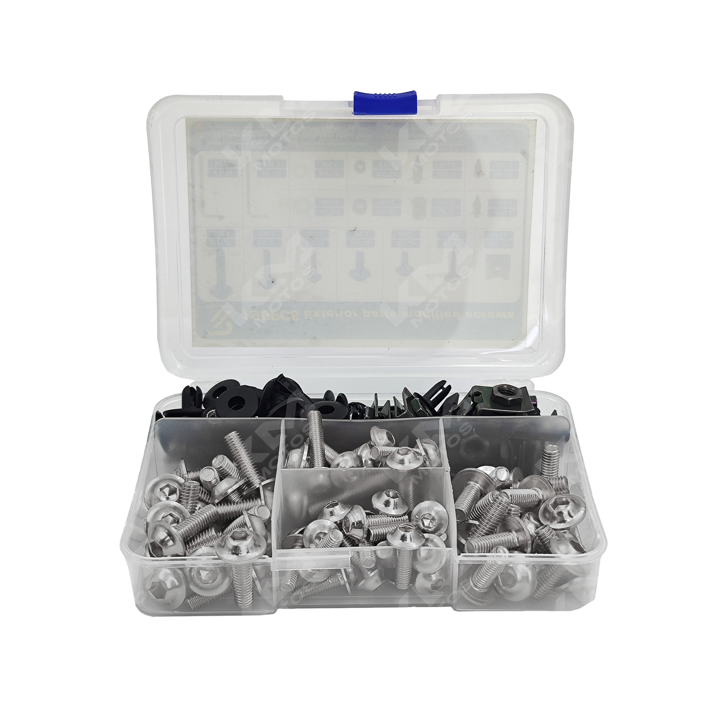 CAJA DE TORNILLOS DECORATIVOS CROMADO 195 PCS - KMMOTOSHN