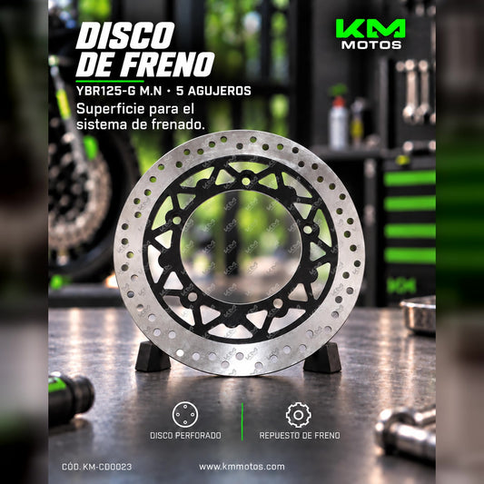 Disco de freno delantero Lr para YBR125-G con 5 agujeros, pieza de repuesto para motocicleta en acabado metálico.