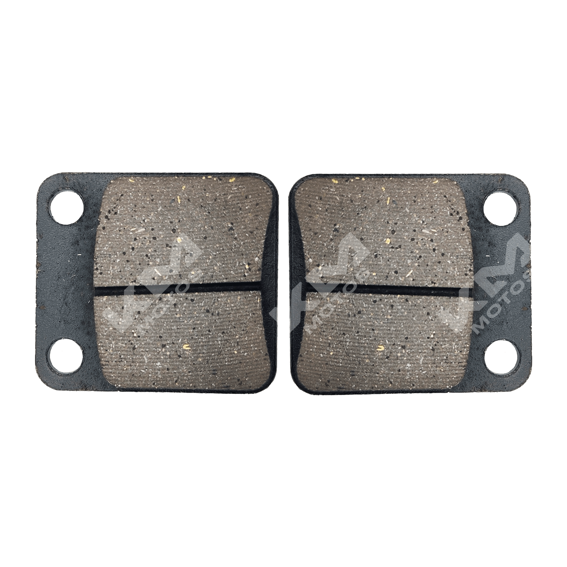Pastilla de freno cuadrada para DR200 y FT150 de KM Motos, muestra la superficie y forma de la pastilla de freno.