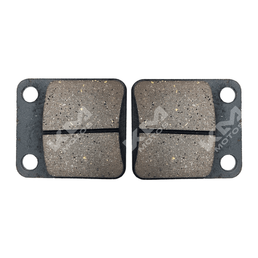 Pastilla de freno cuadrada para DR200 y FT150 de KM Motos, muestra la superficie y forma de la pastilla de freno.
