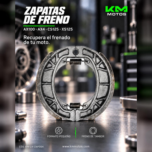 ZAPATA DE FRENO AX100/AX4/CS125/XS125 PEQUENA — KM-CH-ZAP004 | KM Motos
