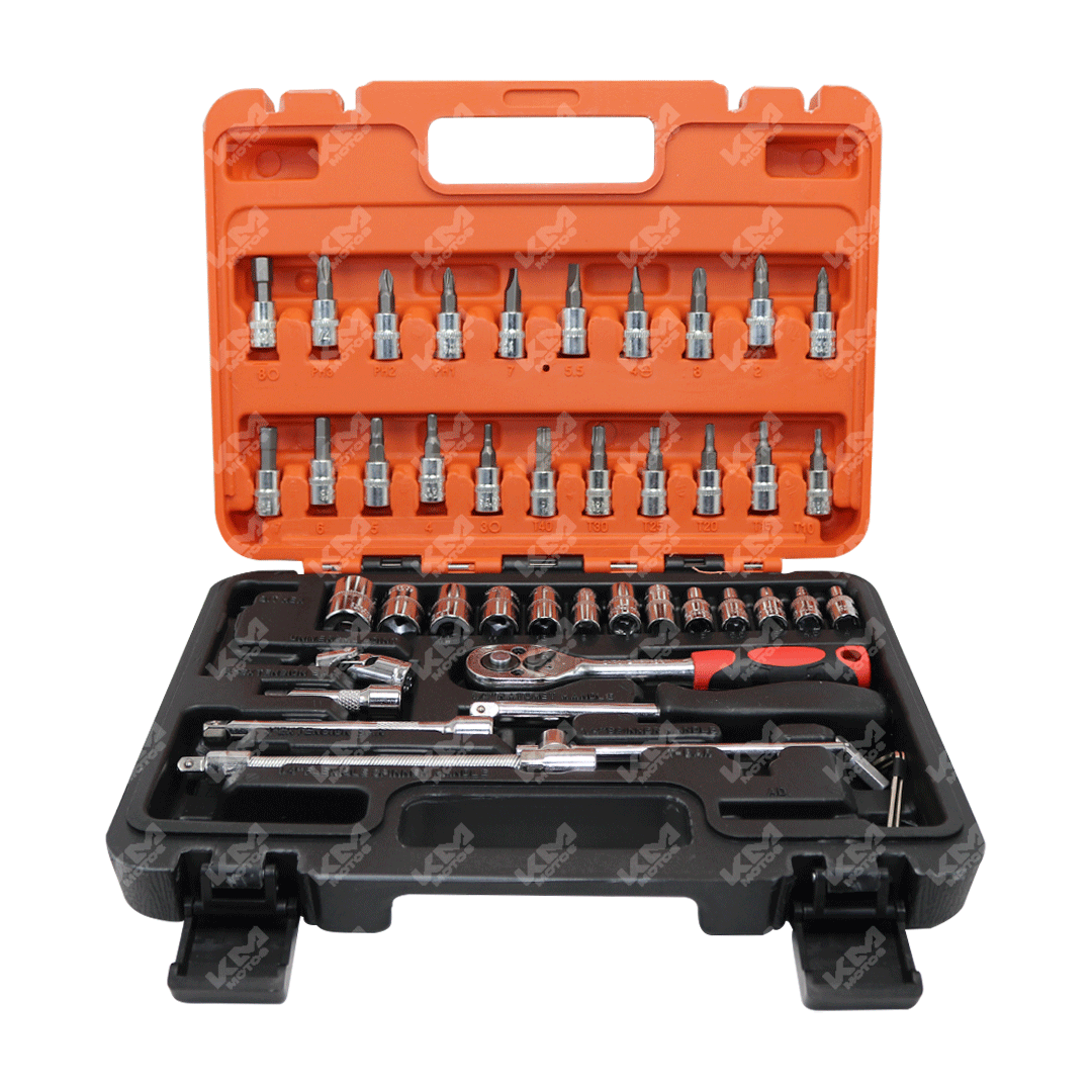 Kit de cubos de 1/4 y llave de vaso RASH 46 piezas de la marca UNIVERSAL, herramientas completas para bricolaje y reparación.