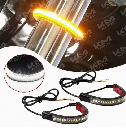 Luz LED blanca para amortiguadores de marca Universal, con diseño compacto y función de flash, para vehículos.