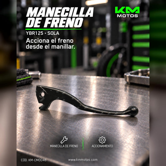 Manecilla de freno para YBR125 de la marca KMMOTOSHN, modelo KM-CM0048, en color negro con detalles de montaje.