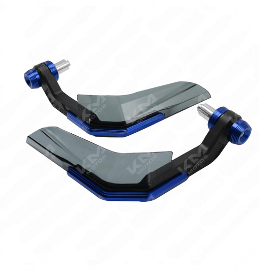 Protector de manecillas KM Motos LR01 Racing Plus azul, de contrapesa, para mayor seguridad y protección en motocicletas.