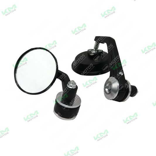 RETROVISOR DE LUJO REDONDO + CONTRAPESA CROMADO/GRIS