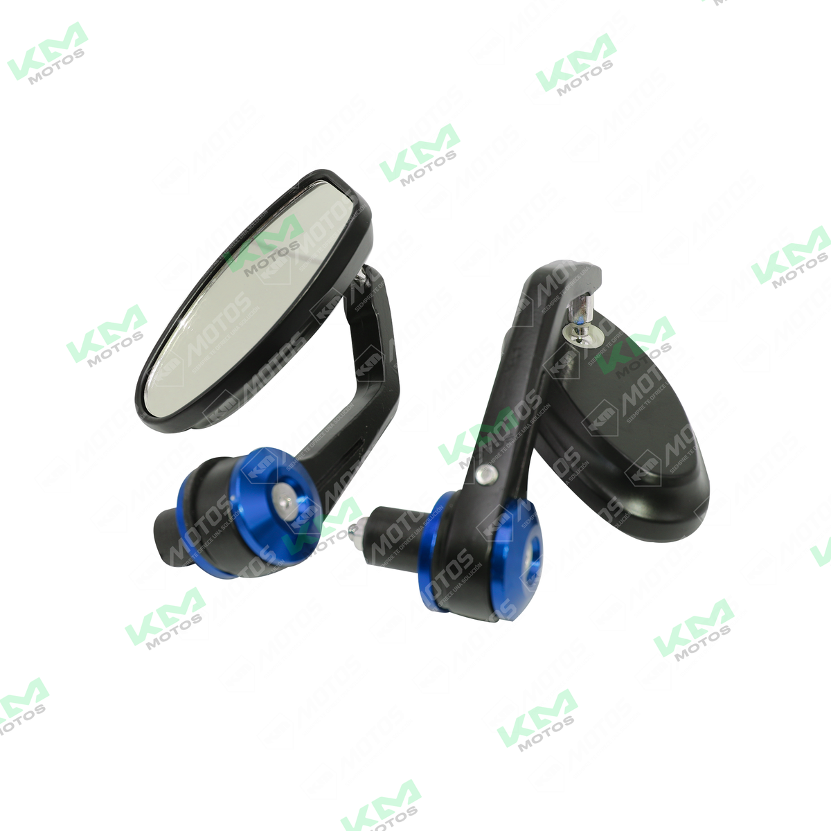 Retrovisor de contrapesa ovalado azul de KM Motos, conjunto de retrovisores para motocicleta.