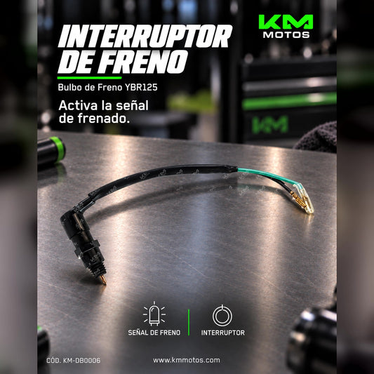 Bulbo de freno universal para YBR125, imagen que muestra el componente de color negro y tamaño compacto.