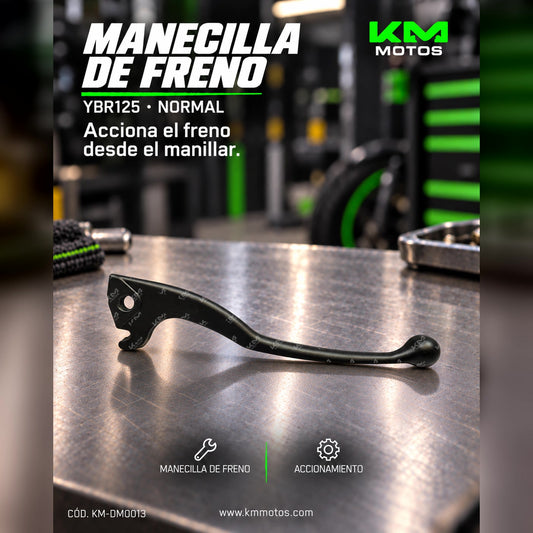 Manecilla de freno normal para YBR125, manecilla de freno universal, en color negro y diseño sencillo.
