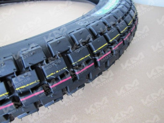 Neumáticos Yuanxing 3.00-19, resistentes y duraderos, ideales para motocicletas, con banda de rodadura y diseño en la imagen.