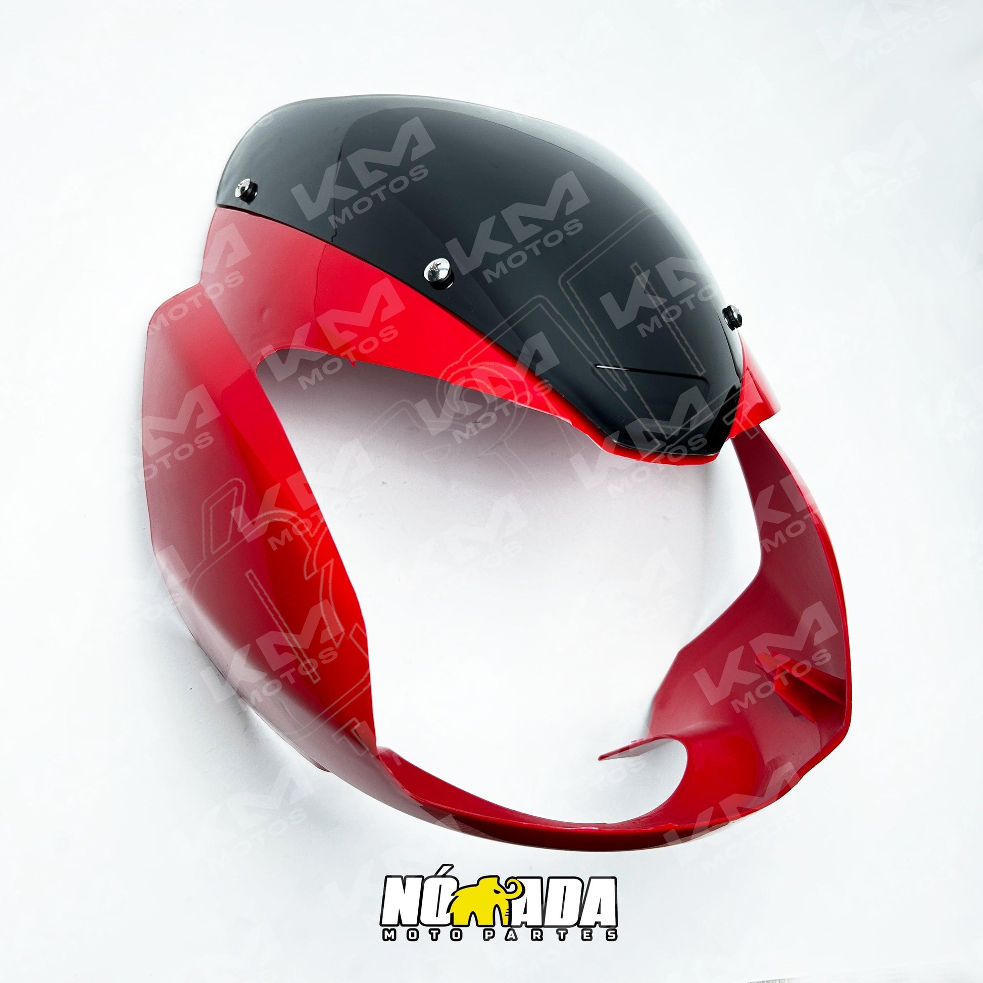Carena sola Orix PS180 roja sin silvin, diseñada para protección y estilo en motocicleta, vista frontal en imagen.
