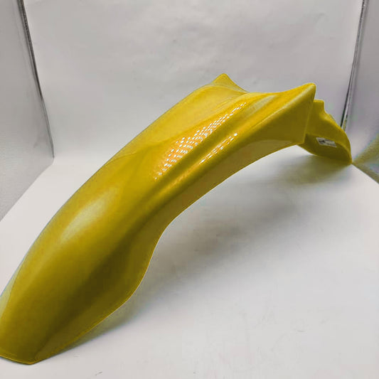 Guardafangos amarillo del ORIX GXT/KMF, resistente y duradero, para protección de motocicleta en color vibrante.