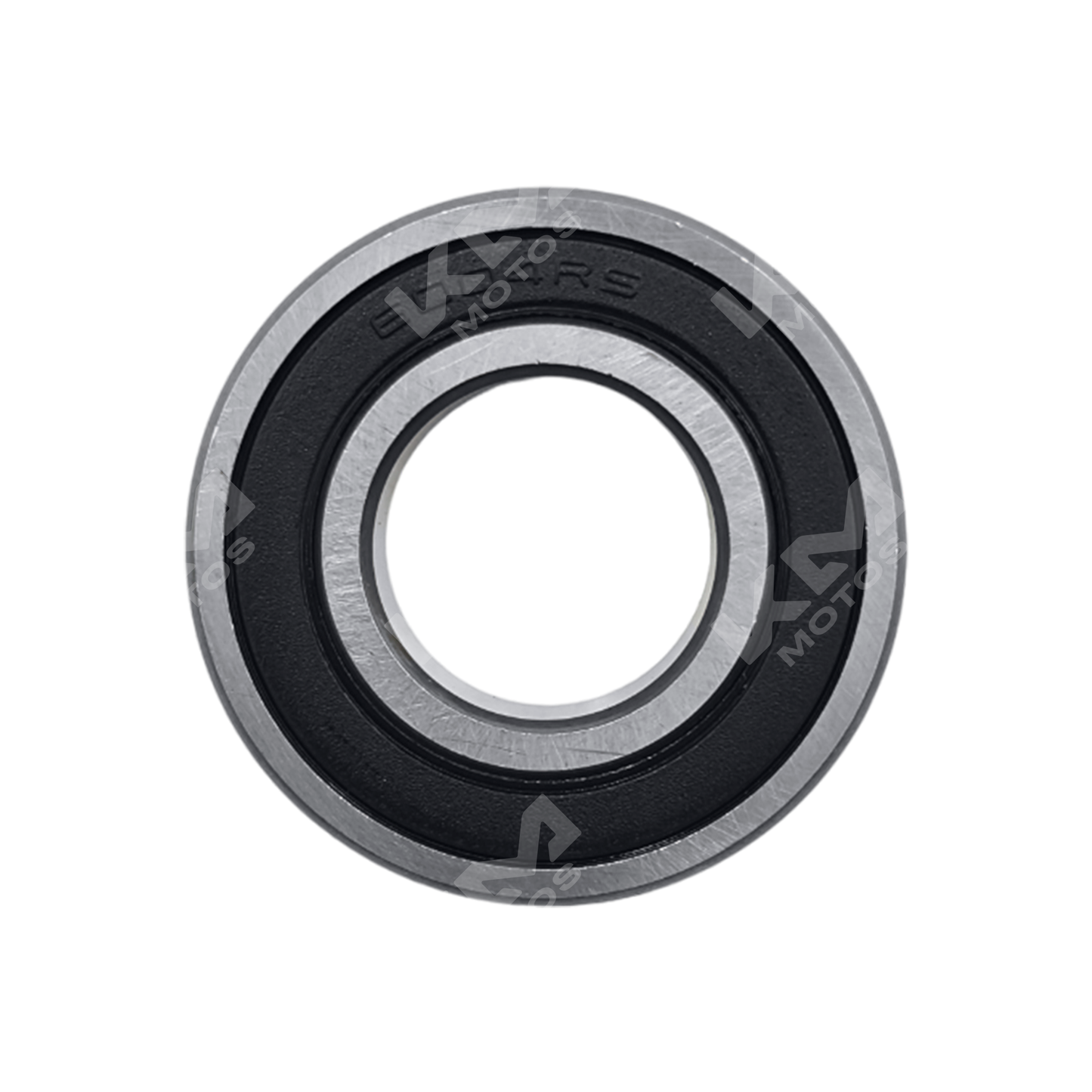 Balinera KM Motos modelo 6004 para motocicletas, pieza de repuesto con acabado metálico y detalles en negro.