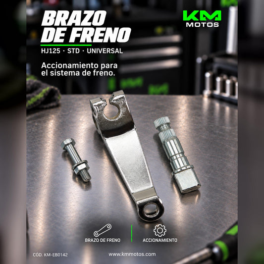 Leva de freno universal para HJ125/STD, fabricada por Universal, muestra la pieza de freno en color metálico.