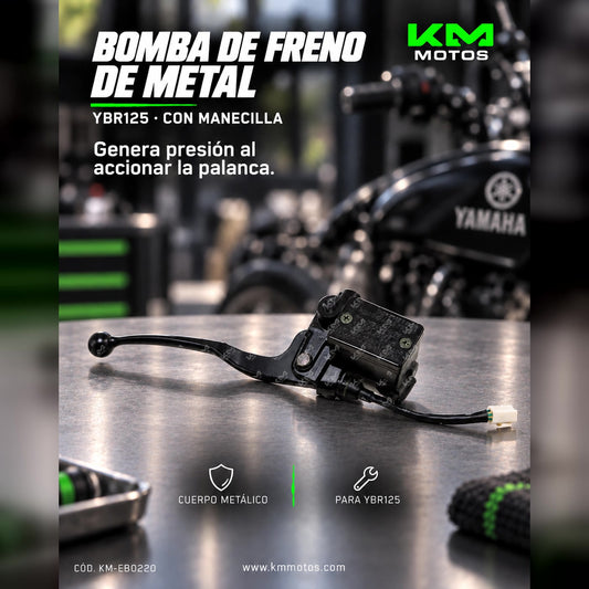 BOMBA DE FRENO DE METAL YBR125 (MANECILLAS) A/R — KM-EB0220 | KM Motos