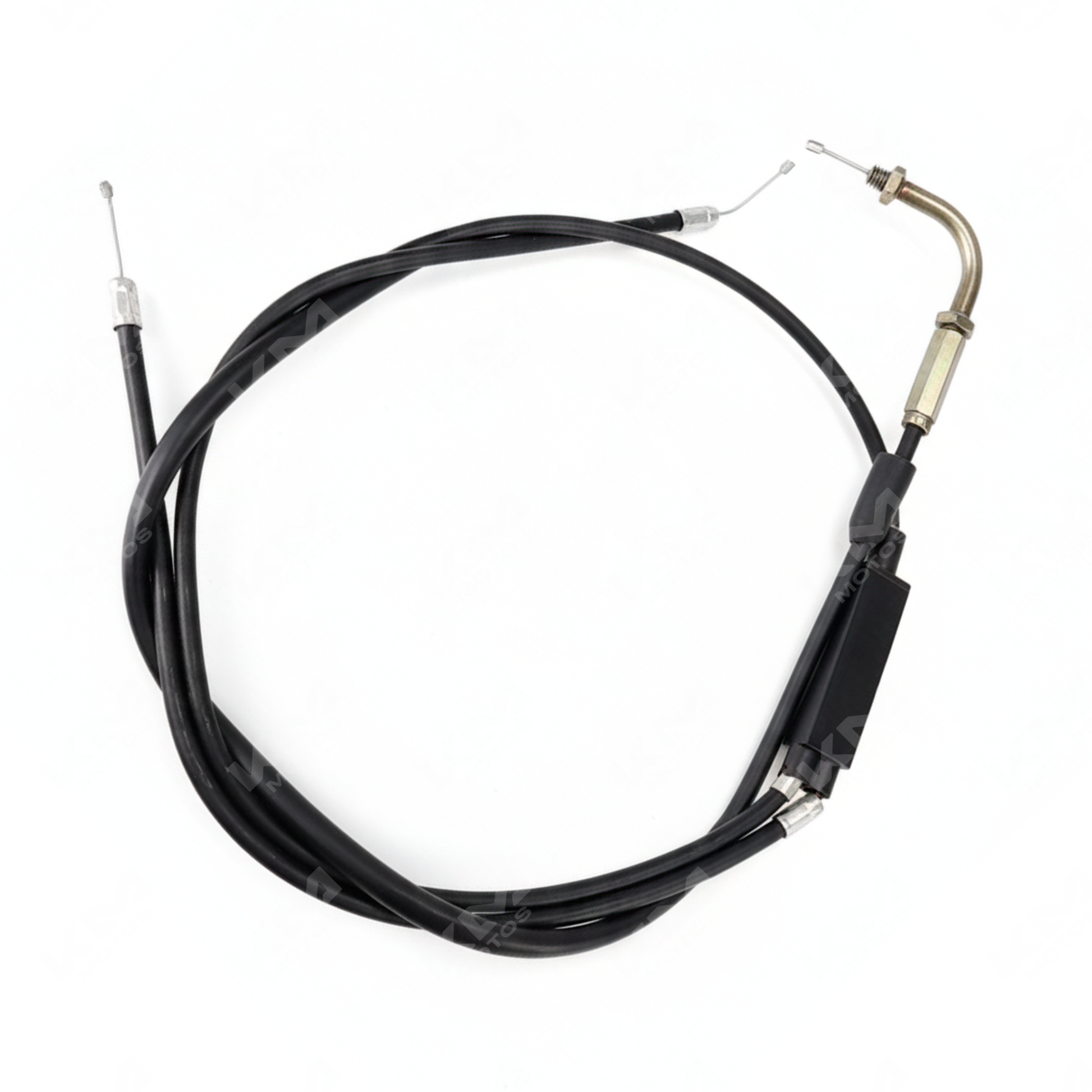 Cable de acelerador KMMOTOSHN AX100 con conexiones y componentes visibles para motocicleta.