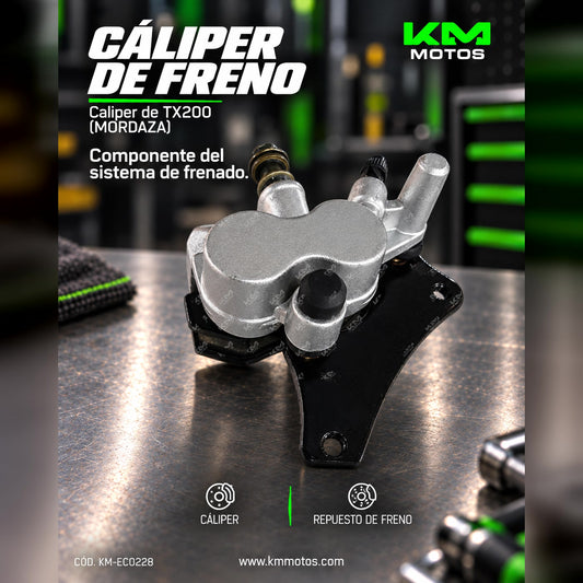 Caliper delantero de bicicleta TX200 marca Italika, muestra la mordaza y componentes en imagen clara.