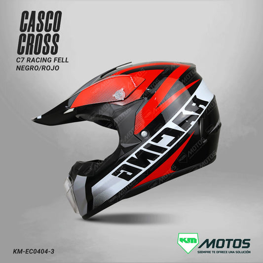CASCO CROSS C7 RACING FELL NEGRO/ROJO